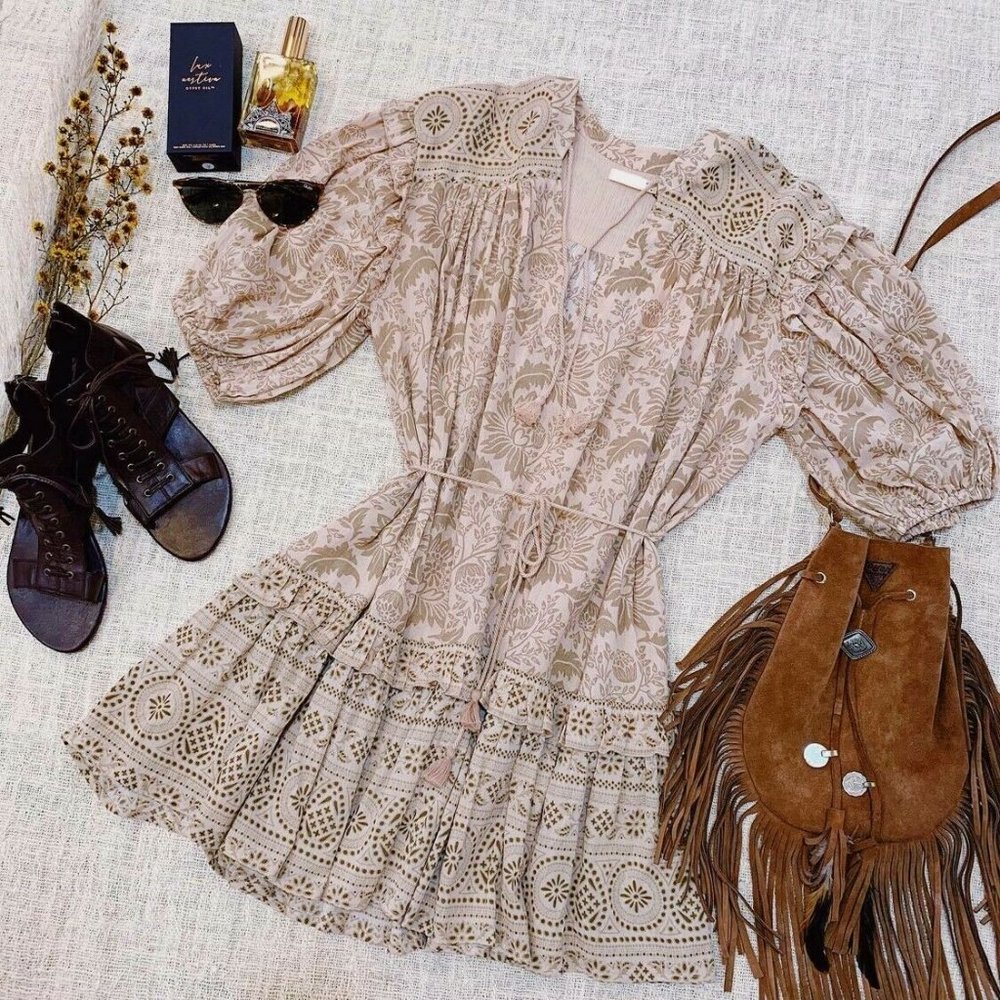 New Boho Gypsy Tunic Cotton Summer Beach Dress - Picture 4 of 16